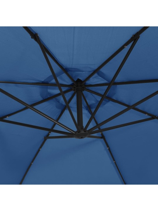 Boční zahradní slunečník s led osvětlením azurově modrý 350 cm