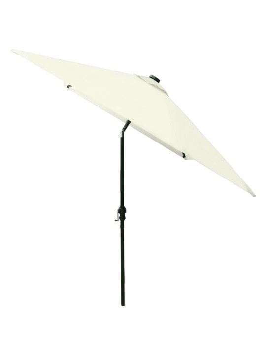 Zahradní slunečník s LED a ocelovou tyčí pískový 2 x 3 m