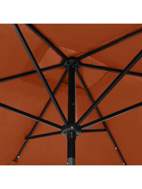 Zahradní slunečník s LED a ocelovou tyčí terakotový 2 x 3 m