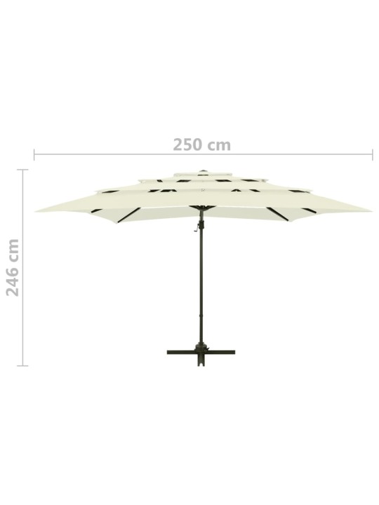 4stupňový zahradní slunečník hliníková tyč pískový 250 x 250 cm