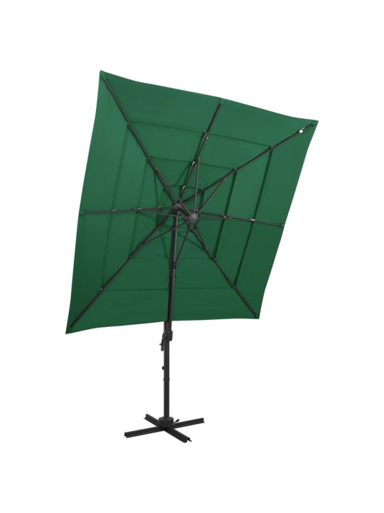 4stupňový zahradní slunečník hliníková tyč zelený 250 x 250 cm