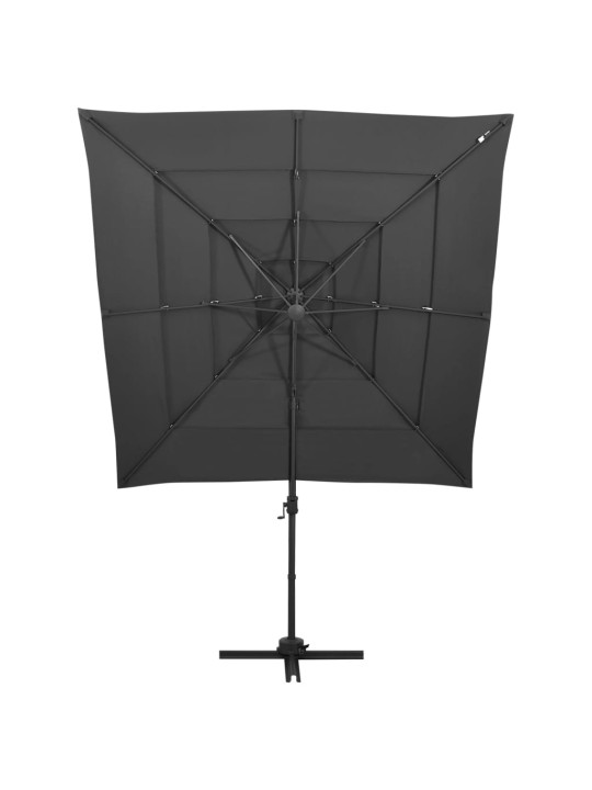 4stupňový zahradní slunečník hliníková tyč antracit 250x250 cm