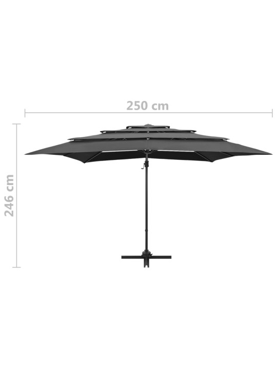4stupňový zahradní slunečník hliníková tyč antracit 250x250 cm