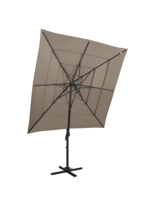 4stupňový zahradní slunečník s hliníkovou tyčí taupe 250x250 cm