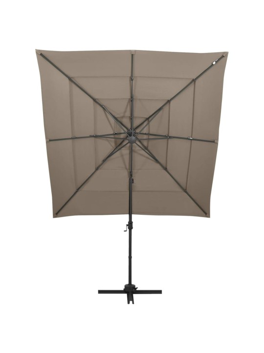 4stupňový zahradní slunečník s hliníkovou tyčí taupe 250x250 cm