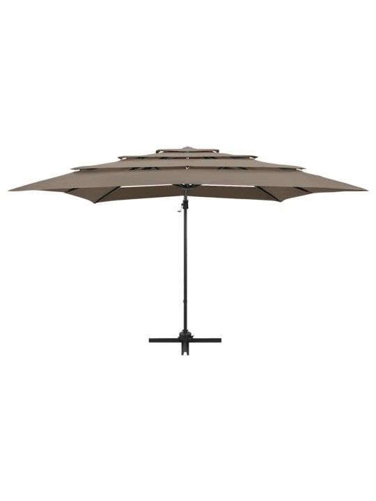 4stupňový zahradní slunečník s hliníkovou tyčí taupe 250x250 cm