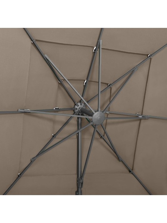 4stupňový zahradní slunečník s hliníkovou tyčí taupe 250x250 cm