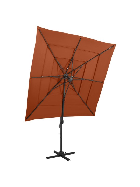 4stupňový zahradní slunečník hliníková tyč terakota 250x250 cm
