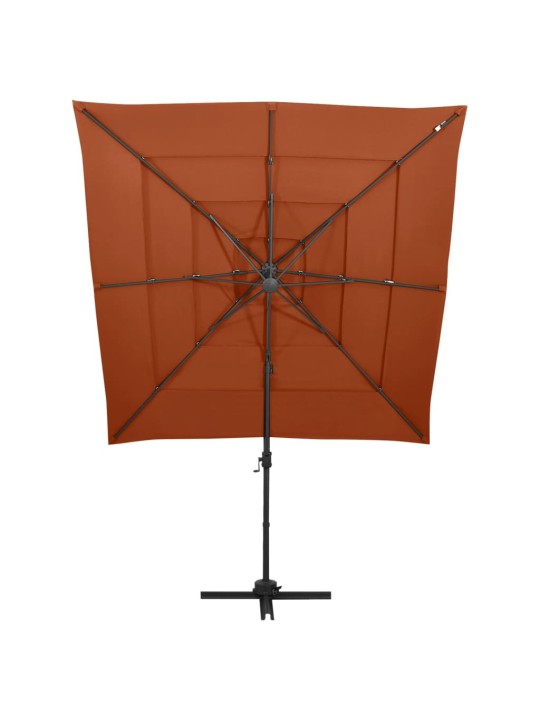 4stupňový zahradní slunečník hliníková tyč terakota 250x250 cm