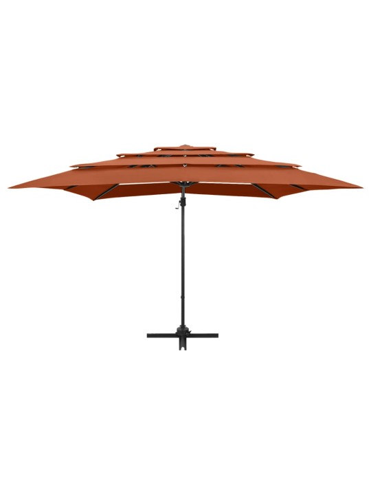 4stupňový zahradní slunečník hliníková tyč terakota 250x250 cm