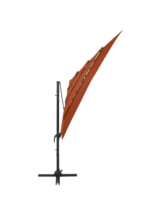 4stupňový zahradní slunečník hliníková tyč terakota 250x250 cm