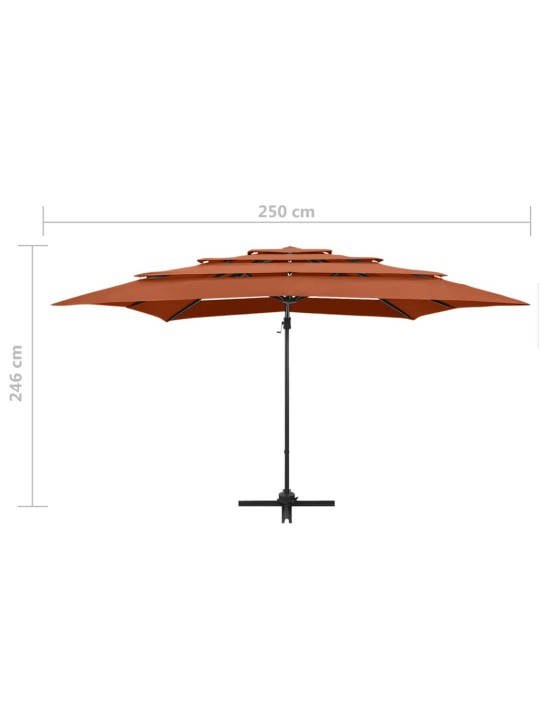 4stupňový zahradní slunečník hliníková tyč terakota 250x250 cm