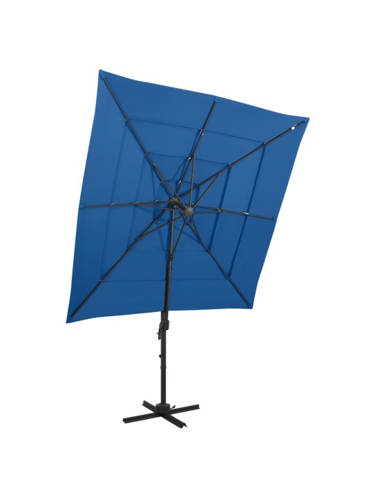 4stupňový zahradní slunečník hliníková tyč azurový 250 x 250 cm