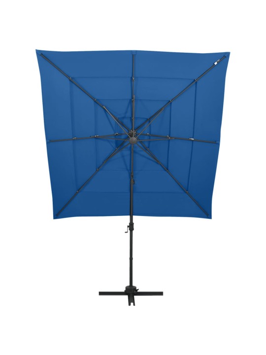 4stupňový zahradní slunečník hliníková tyč azurový 250 x 250 cm