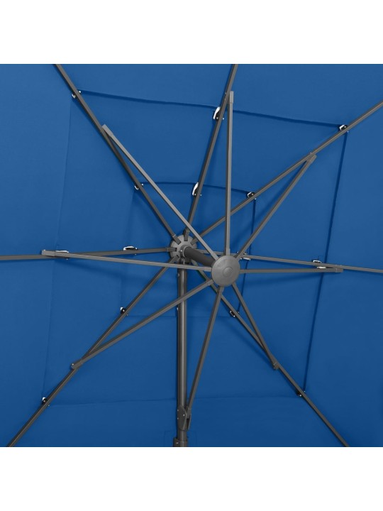 4stupňový zahradní slunečník hliníková tyč azurový 250 x 250 cm