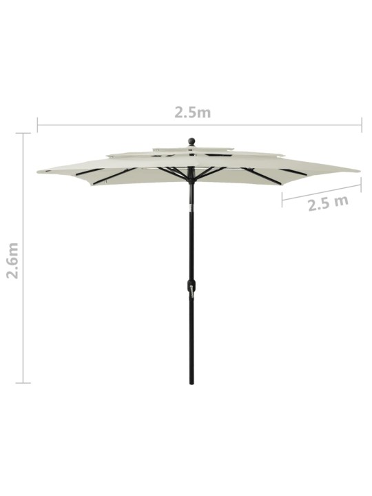 3stupňový zahradní slunečník hliníková tyč pískový 2,5 x 2,5 m