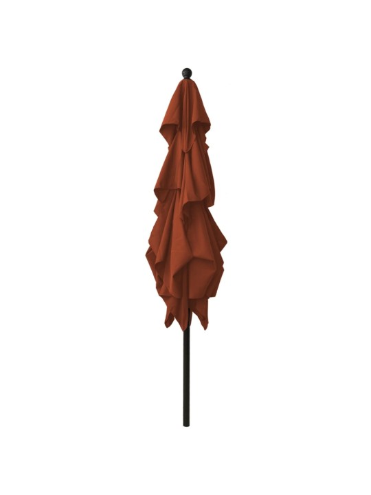 3stupňový zahradní slunečník hliníková tyč terakota 2,5 x 2,5 m