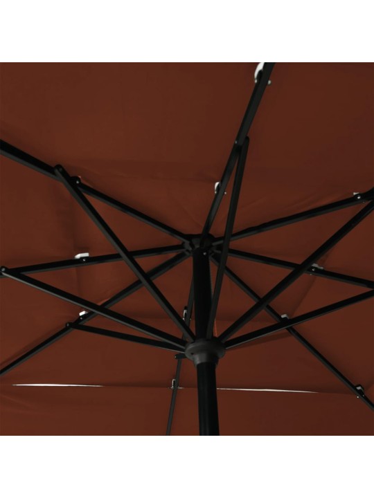 3stupňový zahradní slunečník hliníková tyč terakota 2,5 x 2,5 m