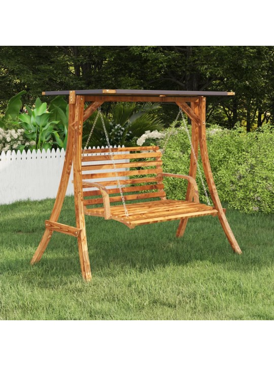 Rám pro zahradní houpačku se stříškou ohýbané dřevo úprava teak