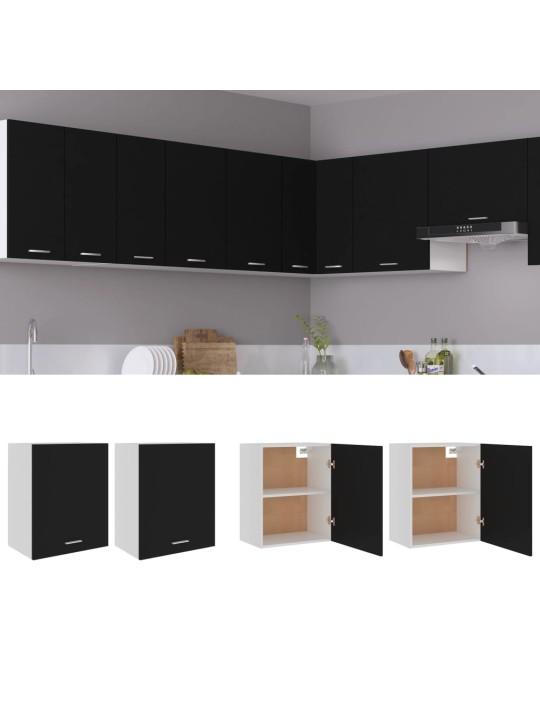 Závěsné skříňky Lyon 2 ks černé 50x31x60 cm kompozitní dřevo