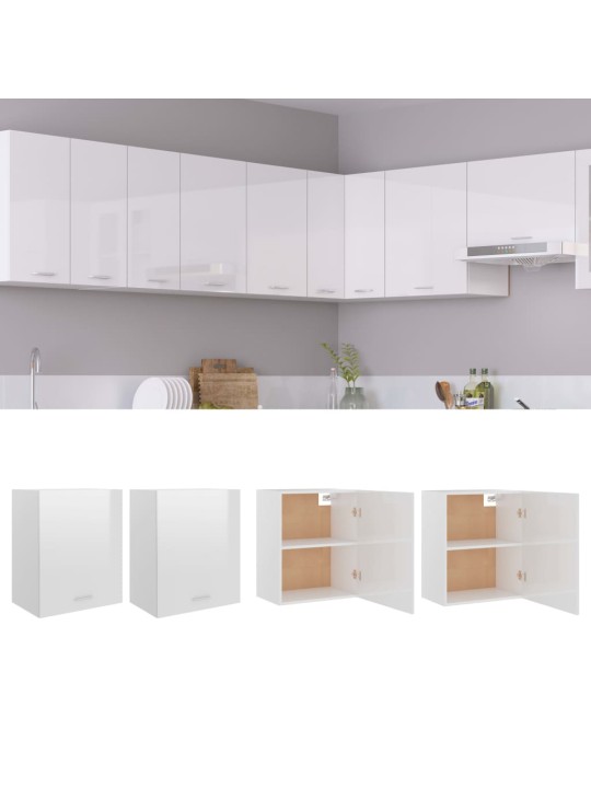 Závěsné skříňky Lyon 2 ks bílé vysoký lesk 50x31x60 cm kompozit