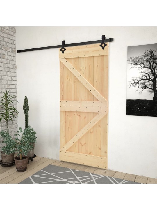 Posuvné dveře se setem kování 80 x 210 cm masivní borové dřevo