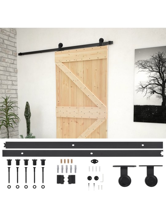 Posuvné dveře se setem kování 80 x 210 cm masivní borové dřevo
