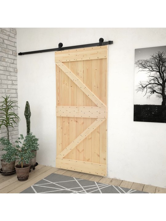 Posuvné dveře se setem kování 80 x 210 cm masivní borové dřevo