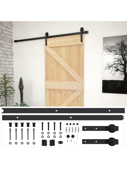 Posuvné dveře se setem kování 80 x 210 cm masivní borové dřevo