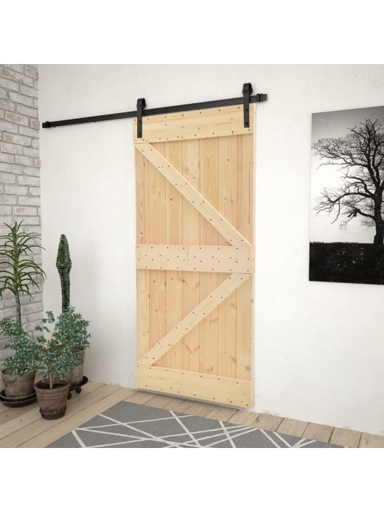 Posuvné dveře se setem kování 80 x 210 cm masivní borové dřevo