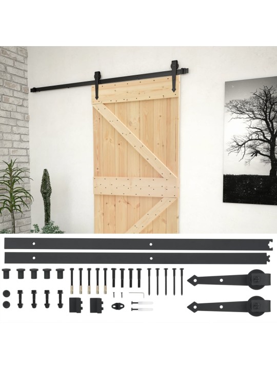 Posuvné dveře se setem kování 90 x 210 cm masivní borové dřevo