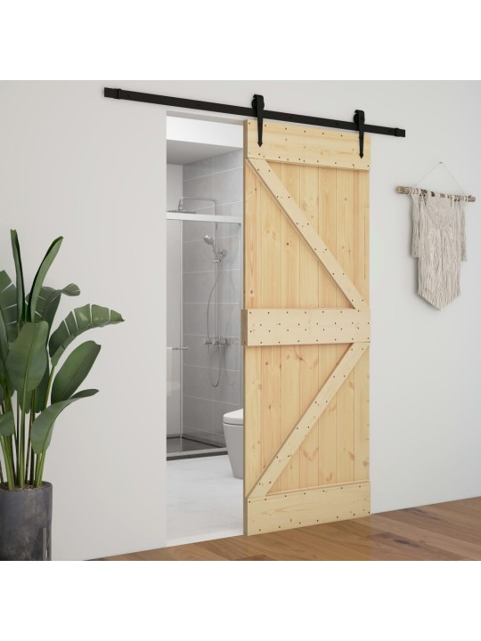 Posuvné dveře se setem kování 90 x 210 cm masivní borové dřevo
