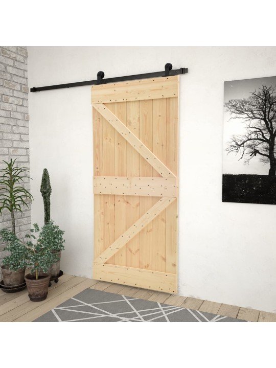 Posuvné dveře se setem kování 90 x 210 cm masivní borové dřevo