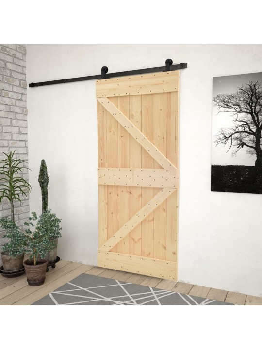 Posuvné dveře se setem kování 90 x 210 cm masivní borové dřevo