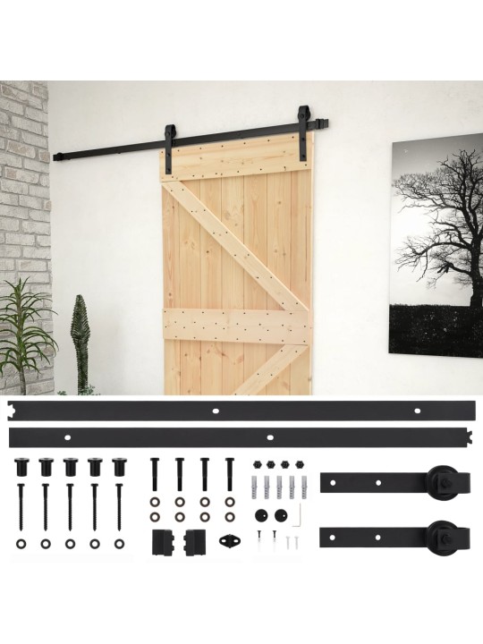 Posuvné dveře se setem kování 90 x 210 cm masivní borové dřevo