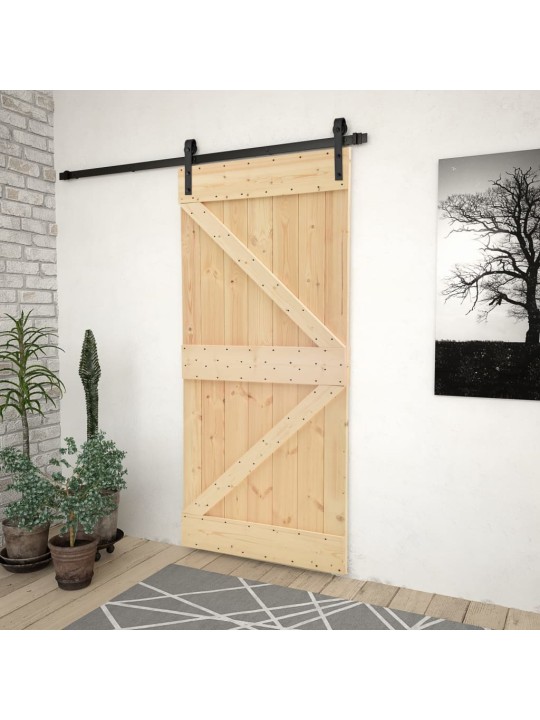 Posuvné dveře se setem kování 90 x 210 cm masivní borové dřevo
