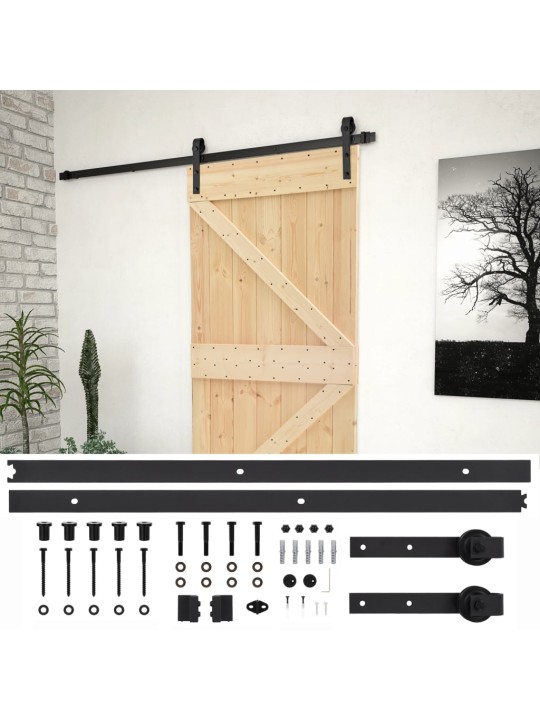 Posuvné dveře se setem kování 90 x 210 cm masivní borové dřevo
