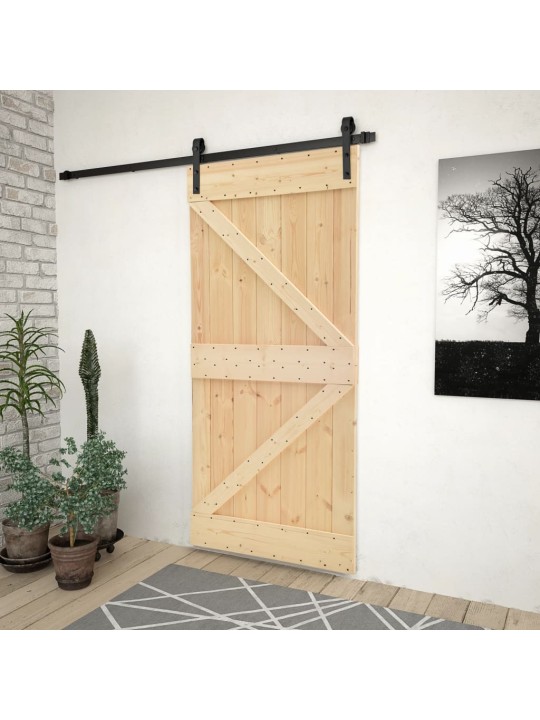 Posuvné dveře se setem kování 90 x 210 cm masivní borové dřevo