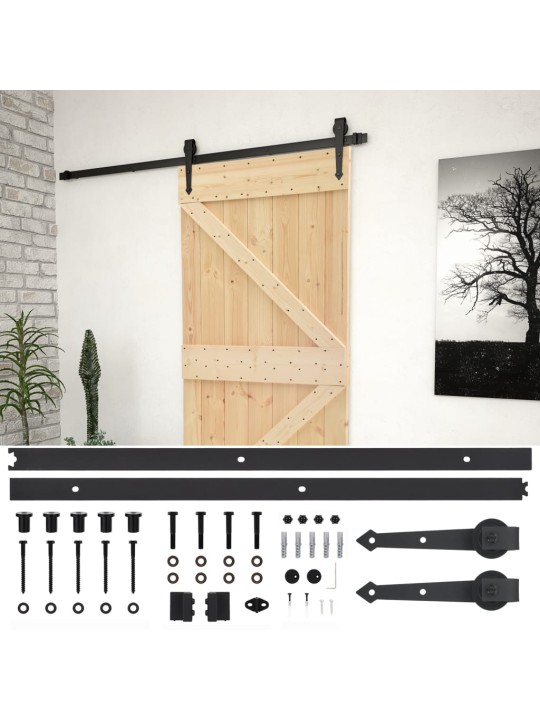 Posuvné dveře se setem kování 100 x 210 cm masivní borové dřevo