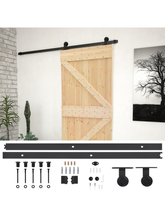 Posuvné dveře se setem kování 100 x 210 cm masivní borové dřevo