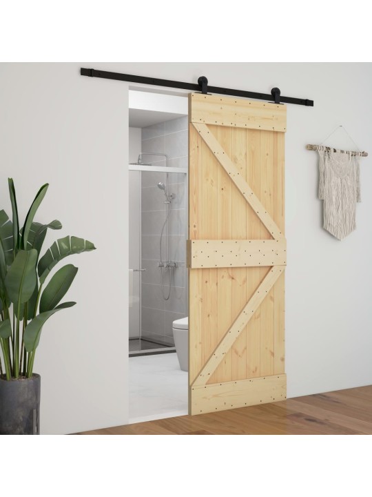 Posuvné dveře se setem kování 100 x 210 cm masivní borové dřevo