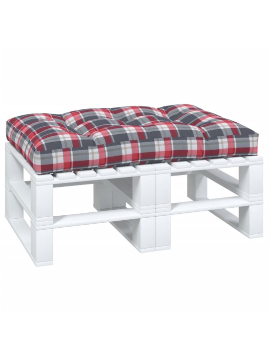Poduška na palety červená károvaná 120 x 80 x 12 cm textil