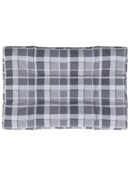 Poduška na palety šedá károvaná 120 x 80 x 12 cm textil