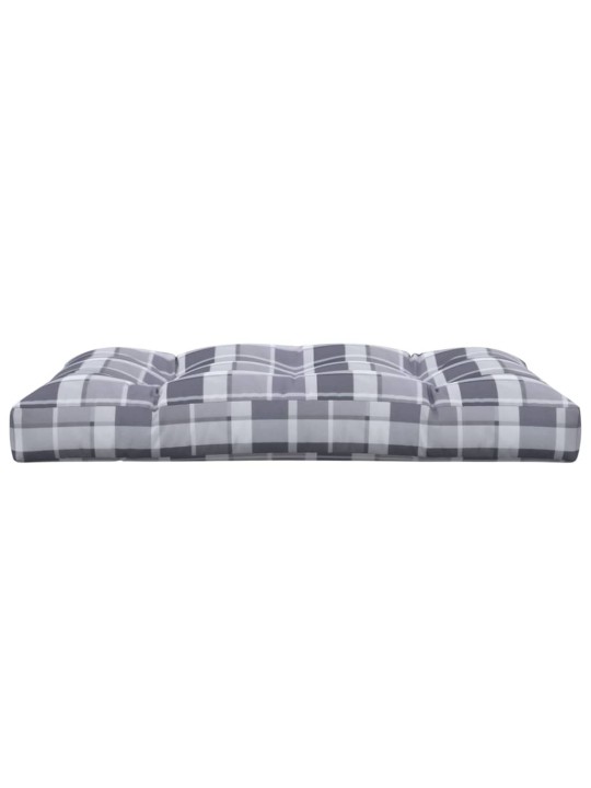 Poduška na palety šedá károvaná 120 x 80 x 12 cm textil