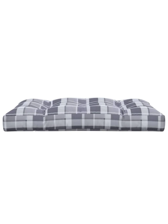 Poduška na palety šedá károvaná 120 x 80 x 12 cm textil