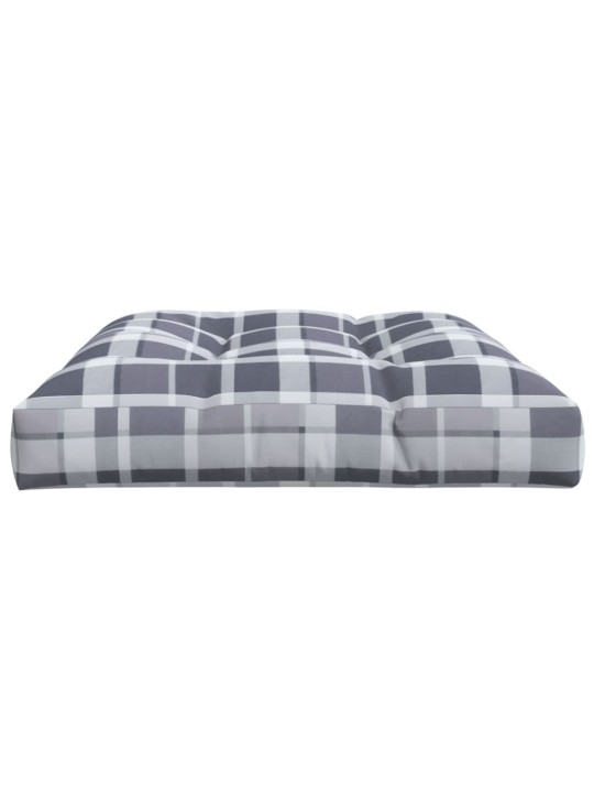 Poduška na palety šedá károvaná 120 x 80 x 12 cm textil