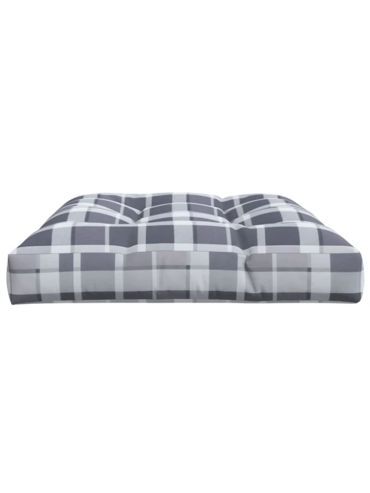 Poduška na palety šedá károvaná 120 x 80 x 12 cm textil