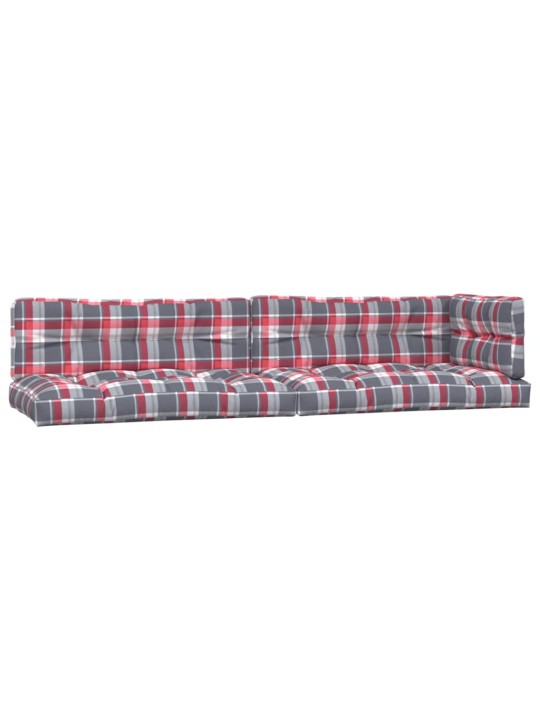 Podušky na palety 5 ks červené kárované textil