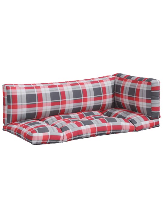 Podušky na palety 3 ks červené kárované textil