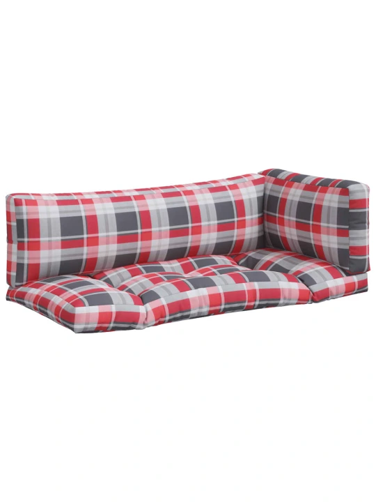 Podušky na palety 3 ks červené kárované textil